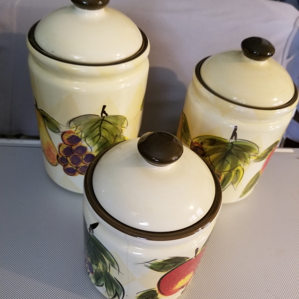 Tabletops Gallery,harlequin fruit, 3 PC. Canister